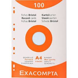 EXACOMPTA Fiches bristol, A4, quadrillé, couleurs assorties