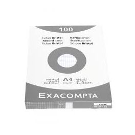 EXACOMPTA Fiches bristol, A4, quadrillé, blanc