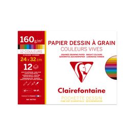 PAPIER A GRAIN 160g/m2 24X32cm couleurs vives